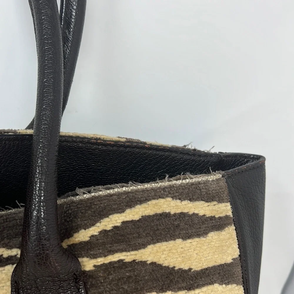 Kate Spade Rare Chenille Fabric Leather Shoulder Tote Bag
